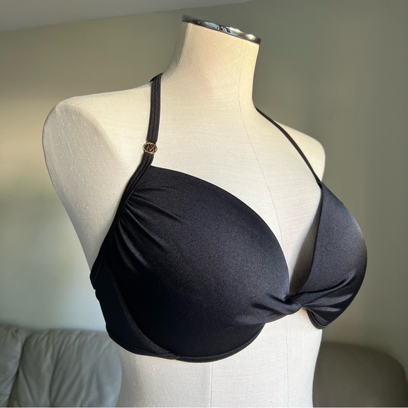 Victoria’s Secret Twist Front Push Up Swim Bikini Top Black Sz 36 D - Picture 15 of 16